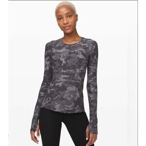 Lululemon Runderful Long Sleeve Top- Incognito Camo Gray- Size 8